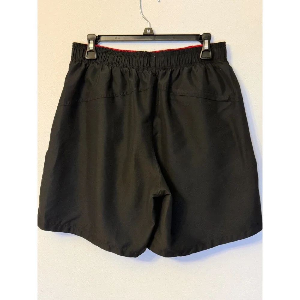 Speedo Mens Swim Trunks Black Red Mesh Lined Board Shorts Sz Medium